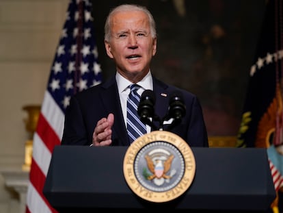 O presidente Joe Biden durante uma entrevista coletiva na terça-feira sobre a resposta à covid-19.