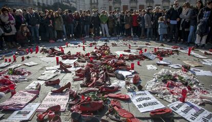 Foto de archivo de la concentración en la Puerta del Sol de Madrid contra la violencia de género.