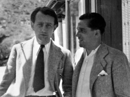 Andr&eacute; Malraux (a la izquierda) junto a Jaume Miravitlles. 
 