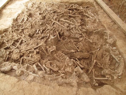 A mass grave uncovered during the construction of La Sagrera AVE train station in Barcelona.