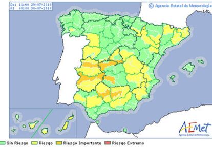 Alerta por calor en 27 provincias de nueve comunidades.