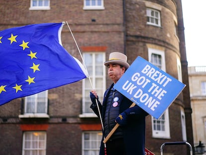 Un manifestante anti-Brexit participa en una protesta en Londres el pasado 9 de enero.