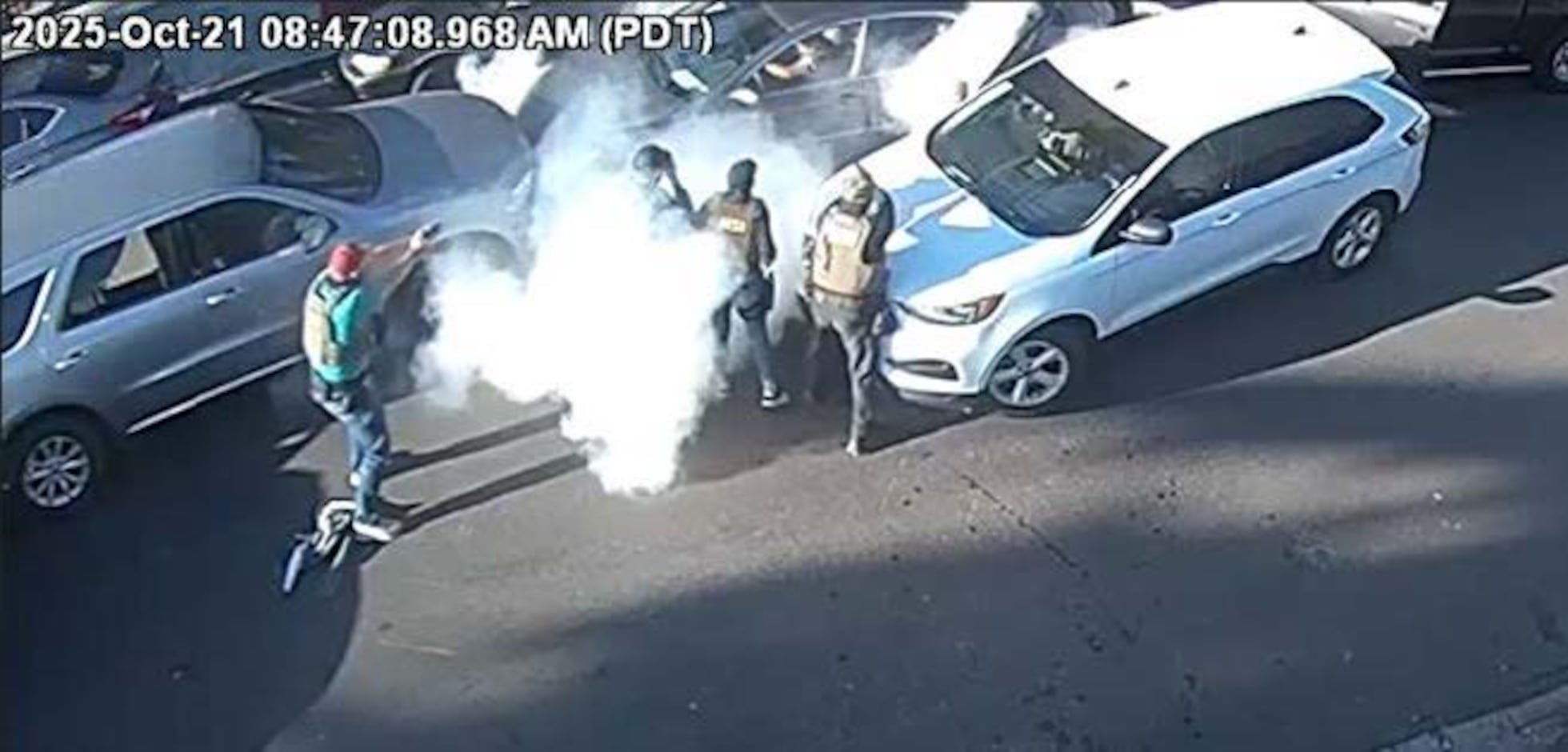 Moment de l'incident entre Carlitos Ricardo Parias et des véhicules de police, le 21 octobre.