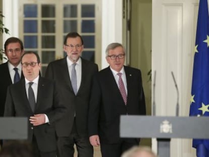 Hollande, Juncker, Passos Coelho i Rajoy al Palau de la Moncloa.