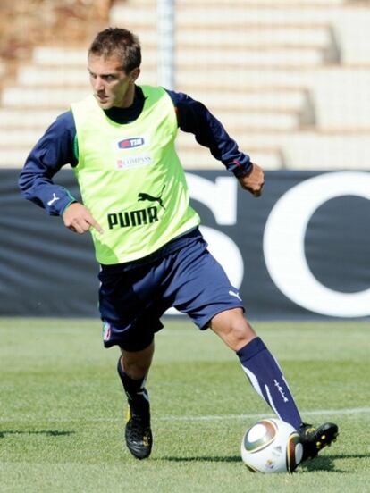 Domenico Criscito, durante un entrenamiento con Italia.