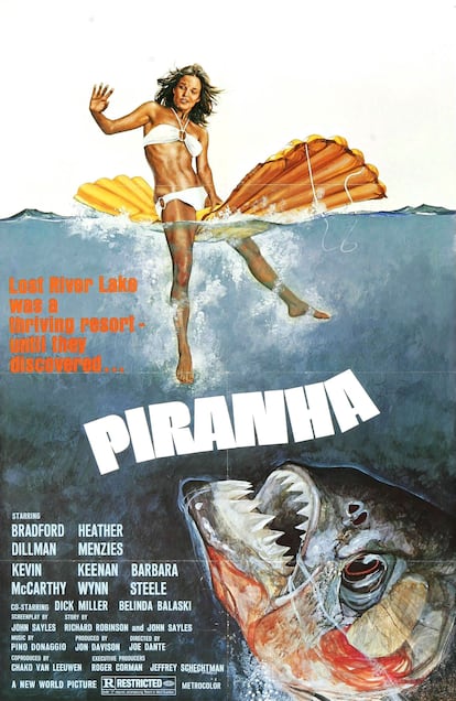 Poster from ‘Piranha’ (Joe Dante, 1978), considered the best bastard child of ‘Jaws’ by Spielberg himself.