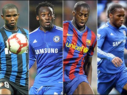 Drogba, Essien, Eto'o, Mputi Mabi y Yaya Touré.