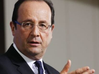 François Hollande, en rueda de prensa en Bruselas.
