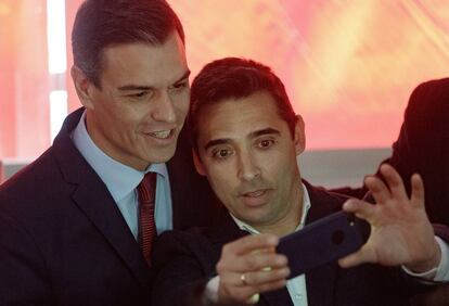 El secretario general del PSOE, Pedro S&aacute;nchez, durante la presentaci&oacute;n de la campa&ntilde;a electoral de su partido.