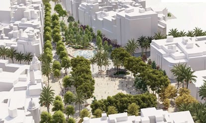 Una simulación del aspecto de la plaza reformada en verano.