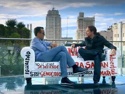 Risto Mejide, entrevistando a Pablo Iglesias en 'Viajando con Chester'.