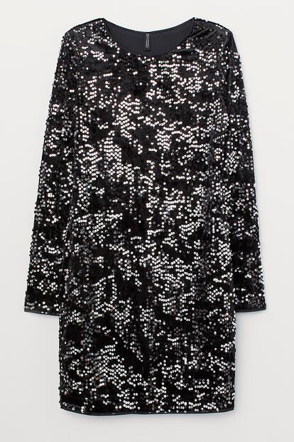 Vestido de terciopelo y lentejuelas de H&M. Su precio es de 39,99 euros.