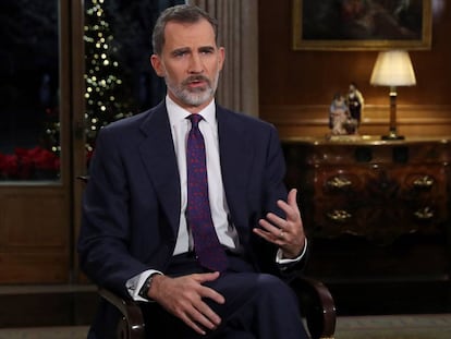 Felip VI, aquest dilluns durant el discurs de Nadal al Palau de la Zarzuela.