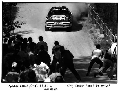 Carlos Sainz y Luis Moya en el Rally de San Remo, en octubre de 1990.