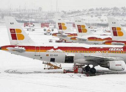 Aviones ayer en Barajas.