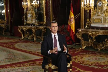 Felip VI, durant el seu discurs de Nadal al Palau Reial.