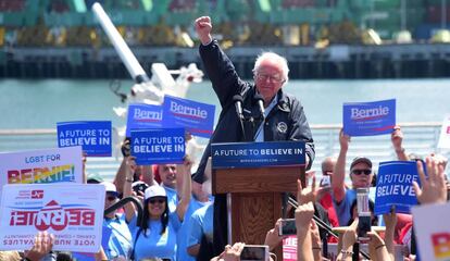 Bernie Sanders, durante un mitin en California en 2016.