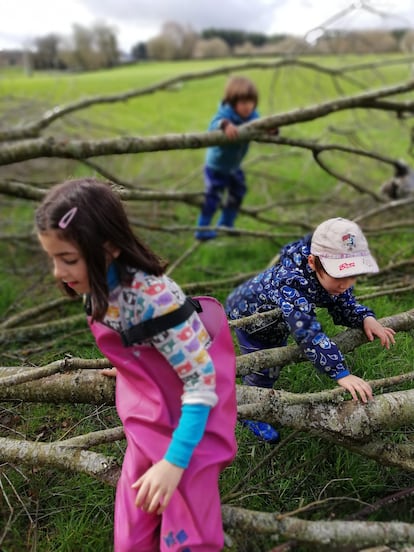 Niños de la escuela bosque Nenea, en Lugo