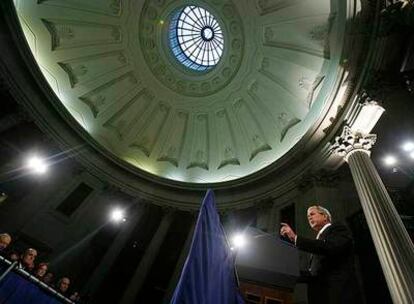 George Bush, durante su intervención en el Federal Hall National Memorial en Nueva York.