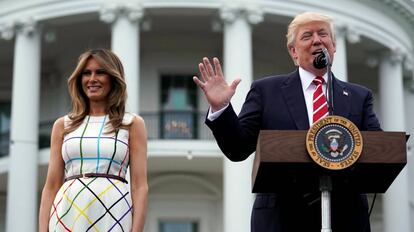 Donald y Melania Trump este jueves en la Casa Blanca.