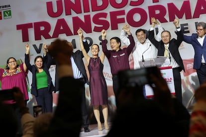 Claudia Sheinbaum luego del anuncio, este miércoles en Ciudad de México.