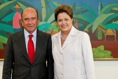 Emilio Botín, junto con la presidenta de Brasil, Dilma Rouseff.