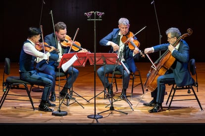 Cuarteto Diotima, durante la actuación en la Juan March.