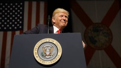 Donald Trump en Florida donde pronunci&oacute; una conferencia sobre las relaciones entre Estados Unidos y Cuba.