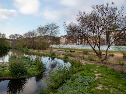 El río Besòs a su paso por Montcada, junto a la depuradora existente en el municipio.