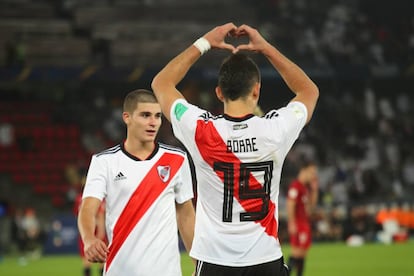 Borré celebra el 0-4 a favor de River.