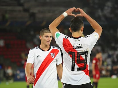 Borré celebra el 0-4 a favor de River.