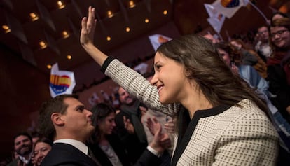 Inés Arrimadas y Albert Rivera, hoy en Girona.