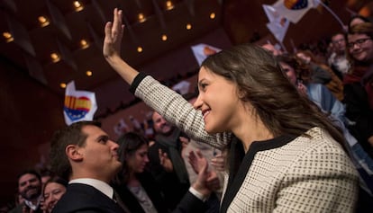 In&eacute;s Arrimadas y Albert Rivera, hoy en Girona.