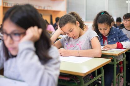 Alumnos de primaria en una escuela de Barcelona. 