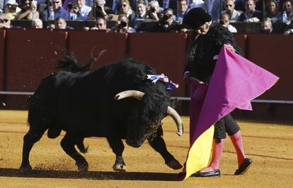 El diestro José Antonio Morante de la Puebla, en la faena a su primero.