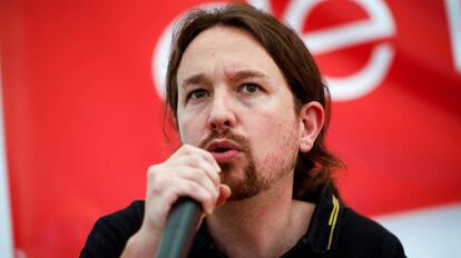 Pablo Iglesias este domingo en la cuadragésimo segunda edición de la fiesta del PCE en Rivas Vaciamadrid.