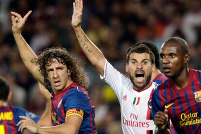 Puyol, durante el partido ante el Milan