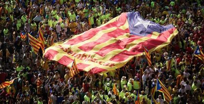 Manifestacion de la Diada en  Barcelona, el 11 de septiembre.