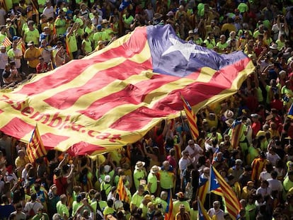 Manifestacion de la Diada en  Barcelona, el 11 de septiembre.