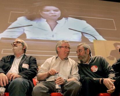 Los diregentes de UGT y CC OO en Santiago 