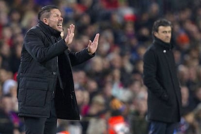 Simeone y Luis Enrique en el Barcelona-Atlético de Madrid. 