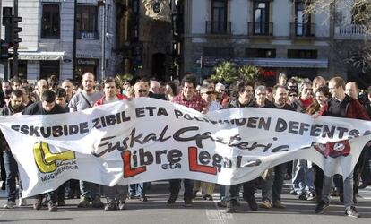 Cabecera de la manifestación en San Sebastián.