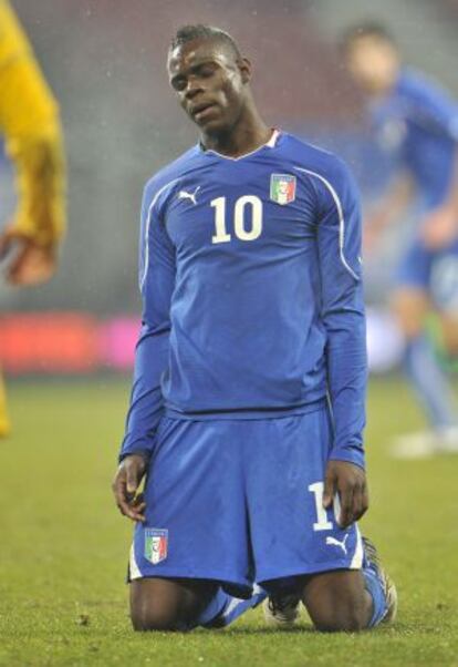 Mario Balotelli, durante un amistoso con Italia