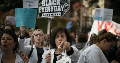 Protesta en Barcelona por los recortes de la Sanidad