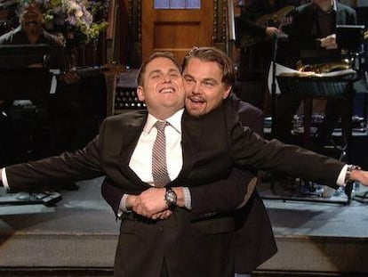 Jonah Hill y Leonardo DiCaprio recrean ir&oacute;nicamente en &#039;Saturday Night Live&#039;, en enero de 2014, la m&aacute;s famosa escena de &#039;Titanic&#039;.