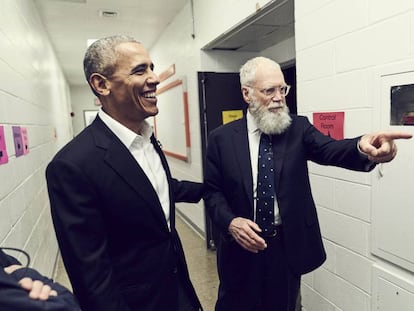 Barack Obama con David Letterman. 