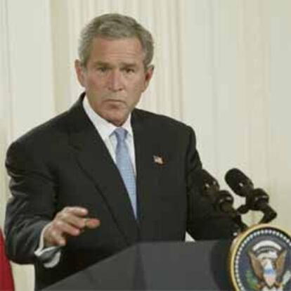 George W. Bush, durante la rueda de prensa de esta tarde en la Casa Blanca.