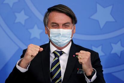 Jair Bolsonaro, el mandatario brasileño, durante una conferencia de prensa.