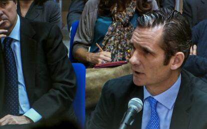 Iñaki Urdangarin, marido de la Infanta Cristina, durante su declaración ante el tribunal de Nóos.