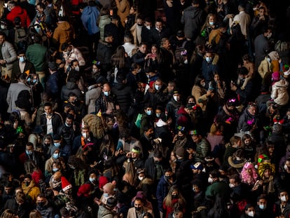 Celebrations on New Year's Eve in the center of Madrid.